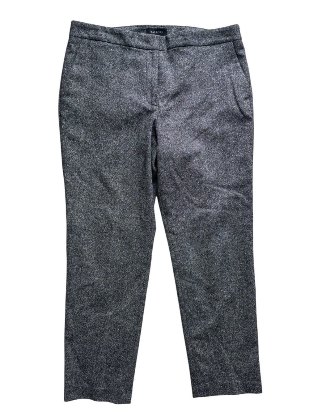 J. Crew Black Charcoal Multi Tweed Wool Silk Blend Dress Slacks Ankle Pants 14